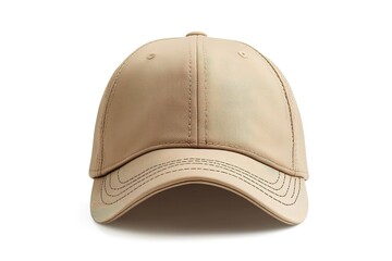 Fototapeta premium Beige Baseball Cap Against White Background