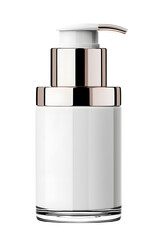 Obraz premium Cosmetic serum pump white bottle, dispenser container mock up. Foundation cream jar, airless pump dispenser design isolated on white background