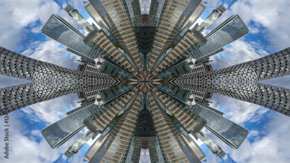 Poster london skyline abstract tiny planet pattern