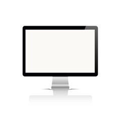 Realistic modern monitor front view on white background