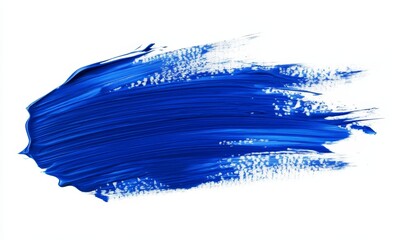 Blue paint stroke isolated on white background for creative design projects