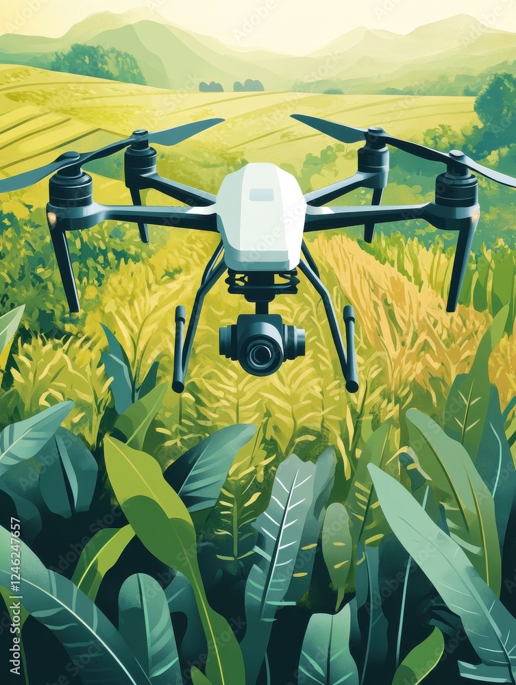 Poster efficient agrotech: automation in modern farming with drones and machine learning. generative ai. dr