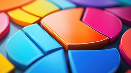 Fototapeta premium Vibrant Abstract Asset Allocation, a dynamic blend of colorful pie charts and graphs illustrating strategic investment diversity