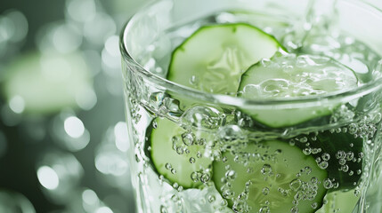 Refreshing Cucumber Water Splash in Glass
