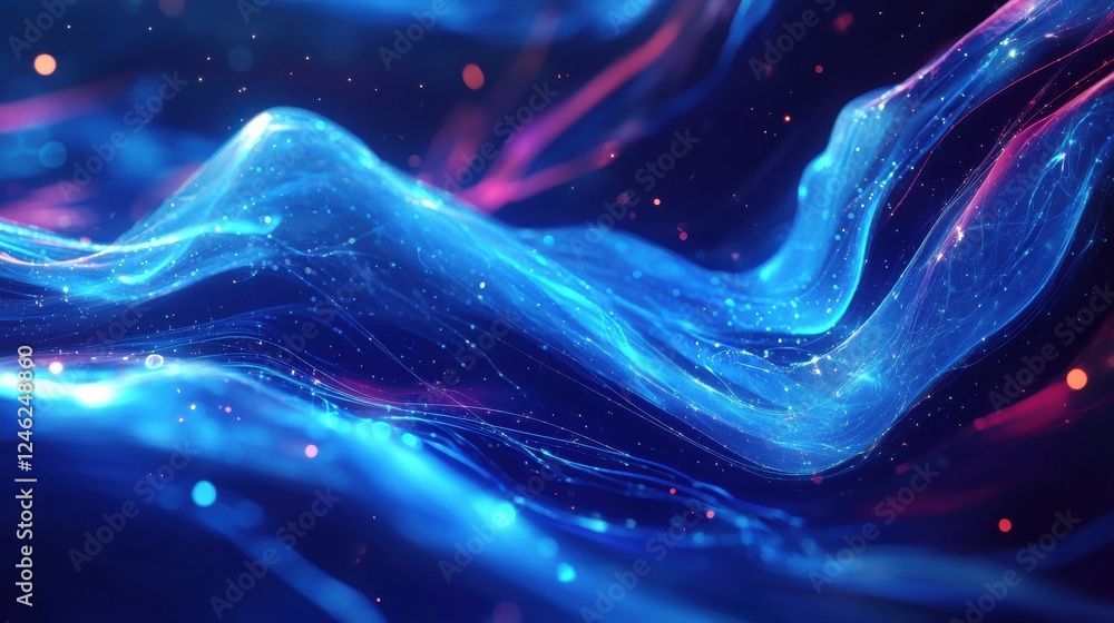 Aufkleber futuristic blue digital background with glowing lines and patterns, ideal for sci-fi and tech themes