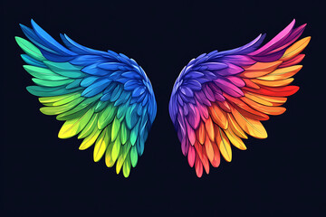 Fototapeta premium Colorful, stylized wings with a gradient design, symbolizing freedom and creativity.
