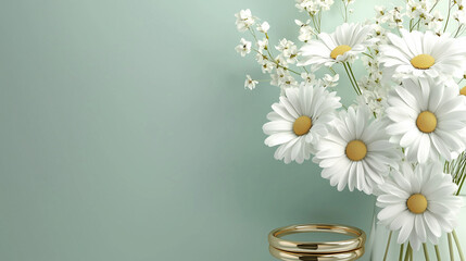 March 8 Calendar with Daisies and Golden Rings Design