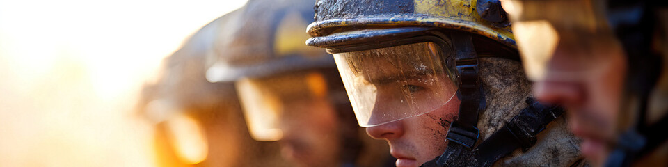 Close-up of Firefighter in Protective Gear