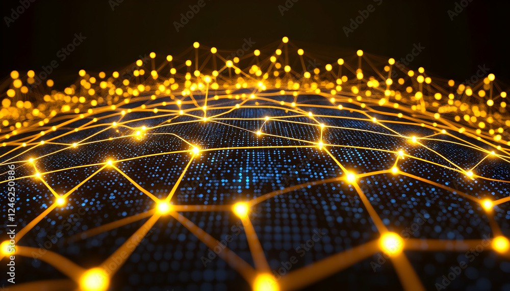 Poster abstract glowing network connection, digital data flow, global network, futuristic technology, inter