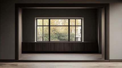 Autumn view, room interior design