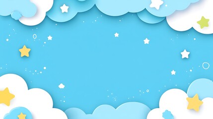 Baby shower clouds stars background