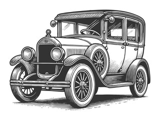 Classic Retro Car engraving vector illustration