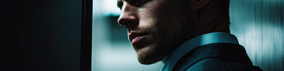 Obraz premium Profile of Man in Dark Suit