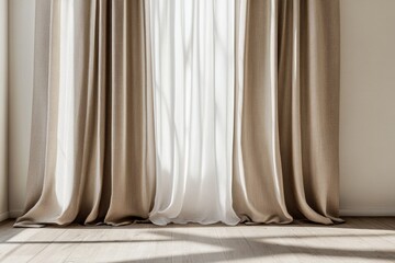 Beige and White Linen Curtains in a Modern Home