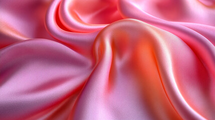 Obraz premium Elegant Pink Silk Fabric Texture Soft Draped Background rose wave coral curve shiny color style 
