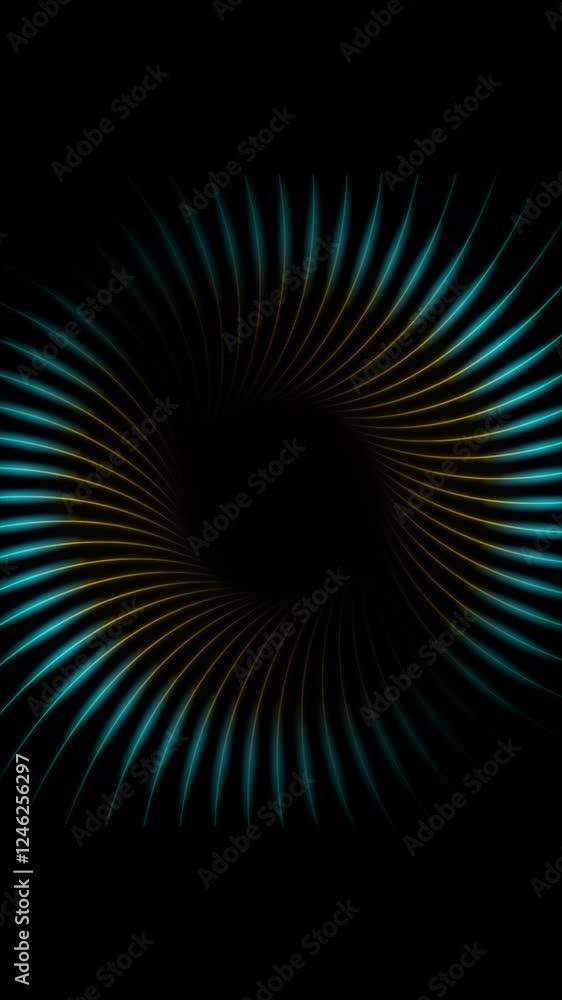 Poster blue orange glowing loading spinner abstract futuristic tech motion background. vertical looped vide