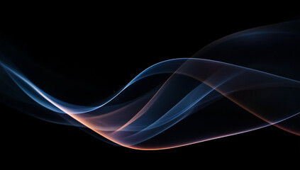 An abstract multicolored wave pattern flowing smoothly against a deep black background. The vibrant, fluid curves create a dynamic and futuristic visual, perfect for digital art, modern design