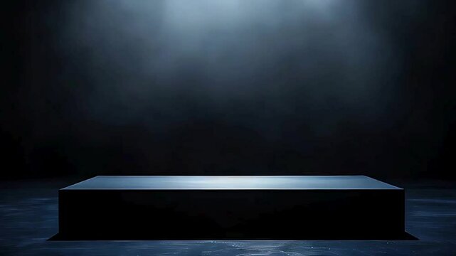 empty shelf / dais under spotlight; grunge background in  elegant, simple & dark colors