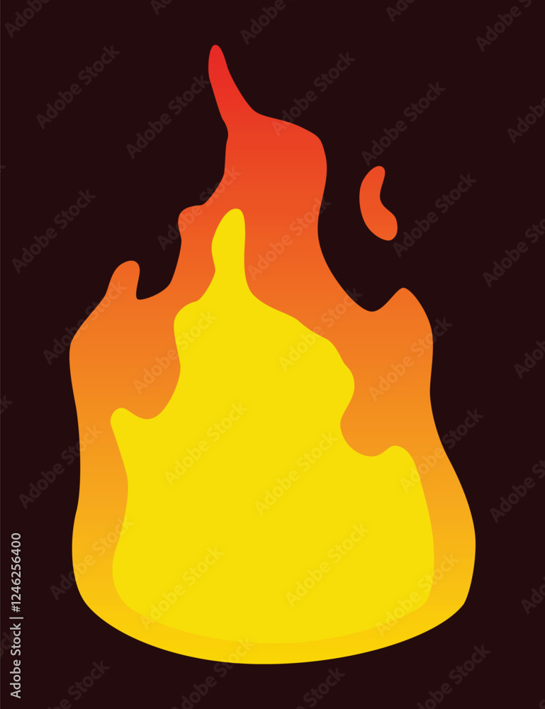 Poster fire animation sprite. red and orange fire flame. hot flaming element for game animation. vector ico