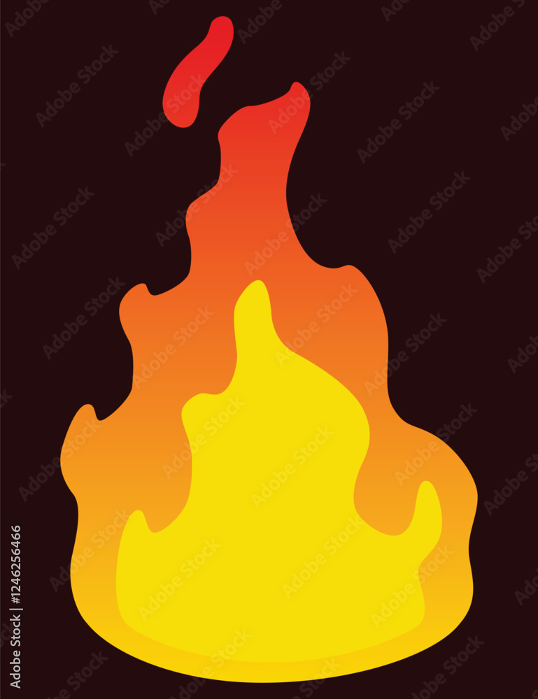 Poster fire animation sprite. red and orange fire flame. hot flaming element for game animation. vector ico