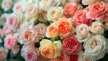 lavish array of roses in full bloom, their petals spectrum of soft colors, creating stunning display that showcases delicate artistry found in nature own gallery