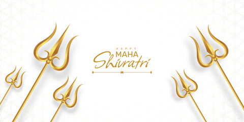 Hindu festival maha shivratri background with trishul and golden pattern effect
