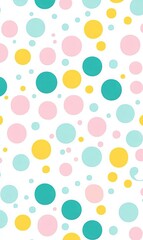 Colorful polka dots pattern on white background for design, crafts, or backgrounds