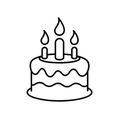 Cute Black and White Birthday Cake with Candles coloring page for kids. KDP