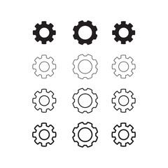 Black settings icon set. Cogwheel symbol template. Gear wheel vector linear icon for use in any purpose
