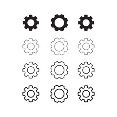 Black settings icon set. Cogwheel symbol template. Gear wheel vector linear icon for use in any purpose