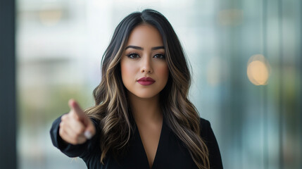Fototapeta premium Confident Latin Woman in Urban Setting Exuding Power and Style