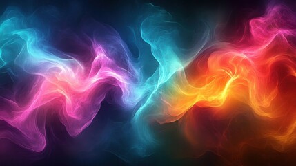 Abstract Colorful Energy Waves on Dark Background