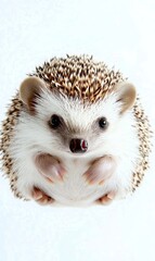 Obraz premium Cute hedgehog on white background, close-up view for wildlife or pet themes