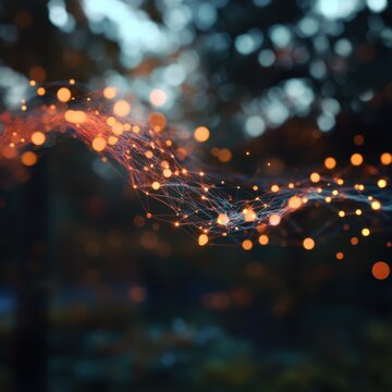An infographic illustrating the machine learning process on a blurred background - Generative AI