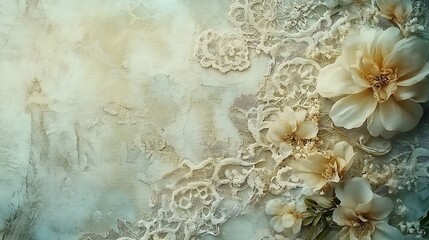 Beige flowers textured background
