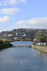 Obraz premium view of the river and the old town