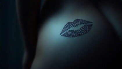 Mysterious Kiss Mark on Skin Dark Background Photography