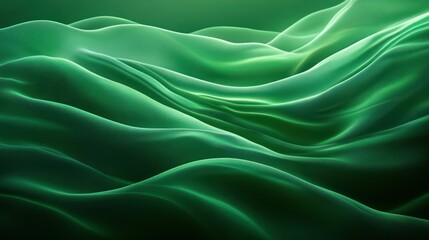 Obraz premium Green fabric waves, dark background, abstract design