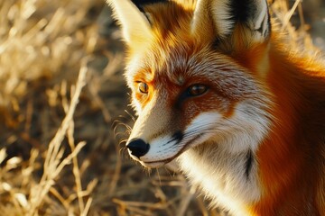 Fototapeta premium A close-up of a red fox with its vivid orange fur and sharp ears.