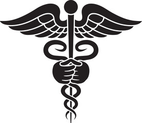  A caduceus black silhouette of a symbol