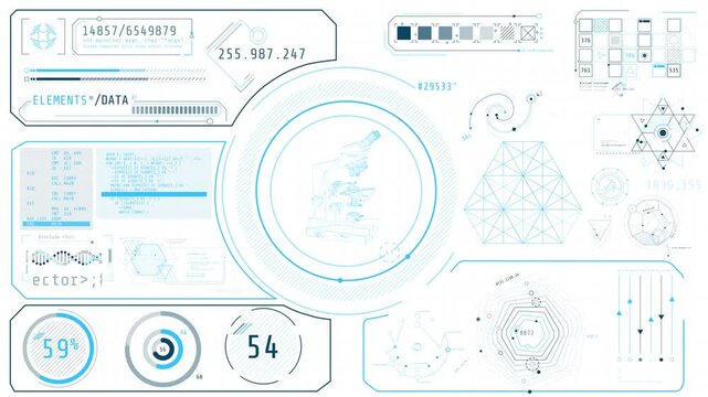 Animated display of high-tech interface for scientific work - Powered by Adobe