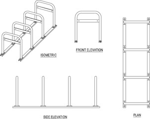 Vector illustration of a bicycle parking rack image to keep it neat in public places for safety from thieves