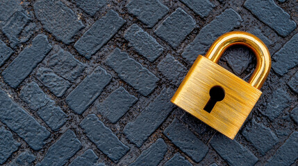 golden padlock on textured black surface, symbolizing security and protection
