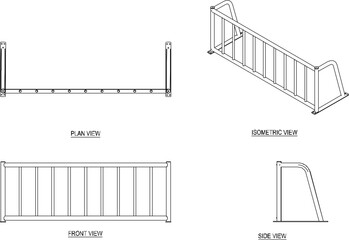 Vector illustration of a bicycle parking rack to be neat in a public place, park, field, for safety from thieves 