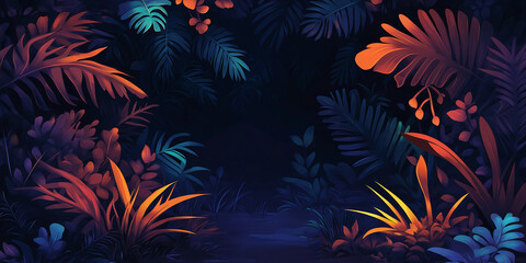 Dark Floral Tropical Background