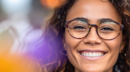 Smiling young woman with glasses