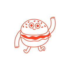 Vector logo design template and graphic elements for advertising, branding, posters and banners, funny cartoon illustration with smiling character and mascot, cafe, food delivery emblem