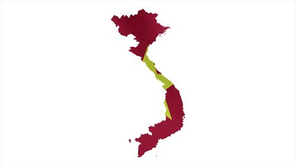 The Flag of VIETNAM Waves Within Its Map with Beautiful Animation