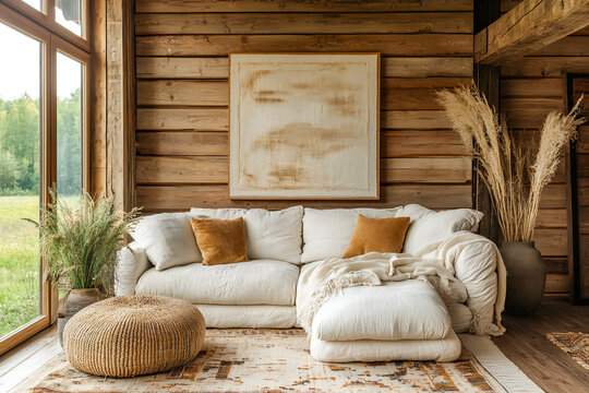 Rustic home interior design of living room
