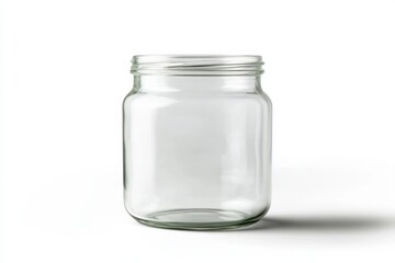 Crystal-clear glass jar mockup on white background, perfect for showcasing contents or designs with bright, sharp details